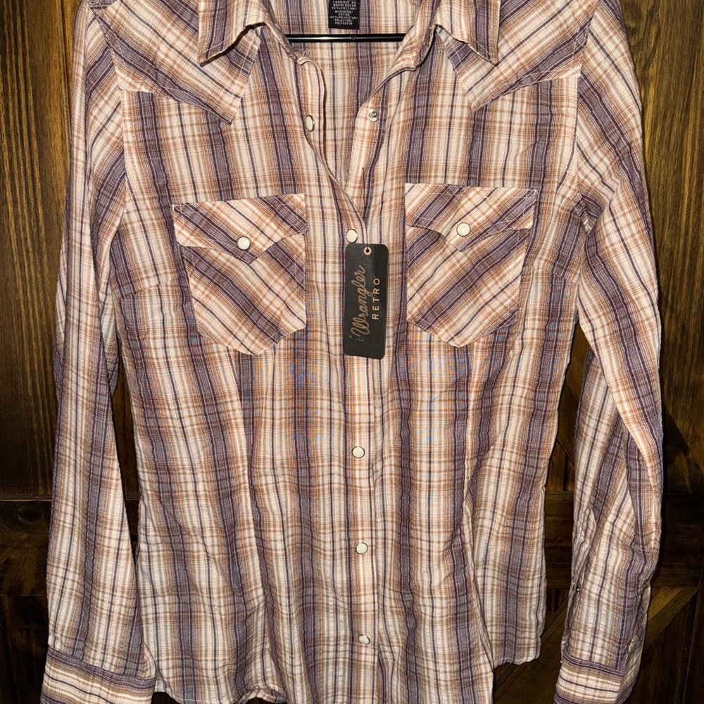 Wrangler Retro Plaid Shirt in Purple and Tan